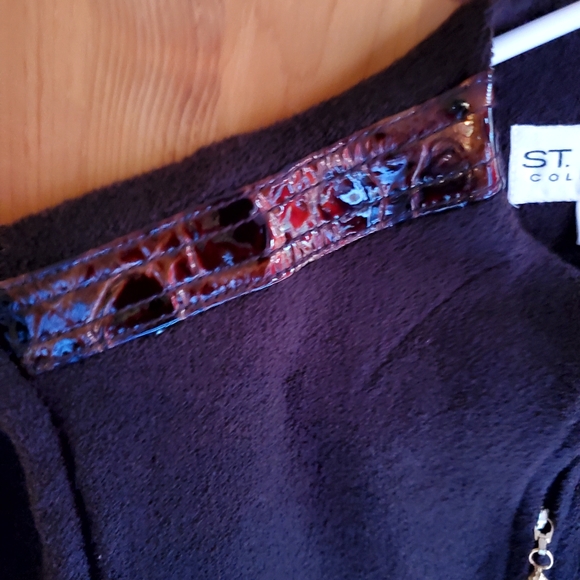 St John Collection Dark Brown Santana Knit Zip Front Blazer size 6 - Picture 5 of 8